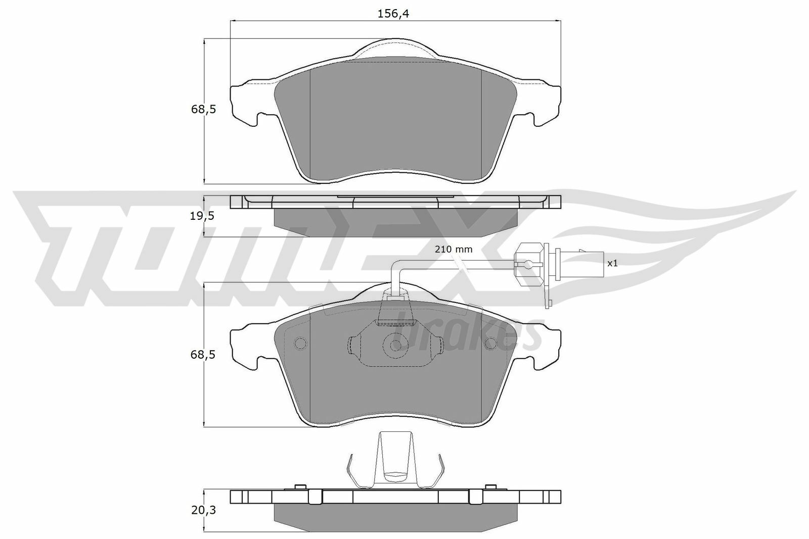 Sada brzdových destiček, kotoučová brzda TOMEX Brakes